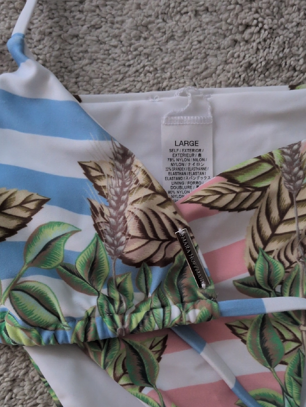 Mara Hoffman Striped Floral Bikini in Blue, Pink & Green - Picture 2 of 3
